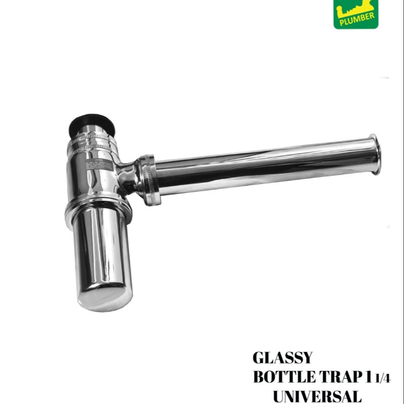 BOTTLE TRAP 1 1/4 LUX/PLUMBER GLASSY